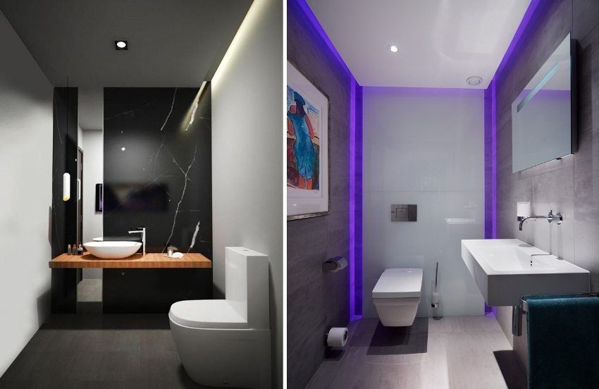 Éclairage dans la salle de bain, photos de différentes options