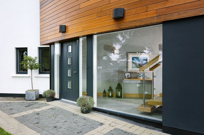 Porte d'entrée vitrée pour une maison privée: exemples de design